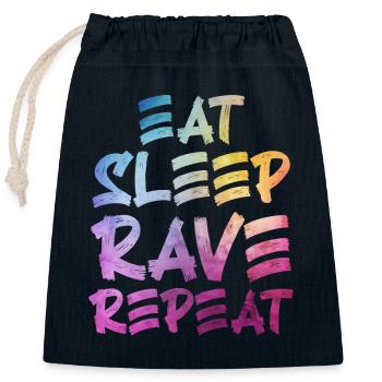 Eat Sleep Rave Repeat Hardtek Techno Hardstyle - Verschließbarer Geschenkbeutel aus Baumwolle (25x30cm) - Navy - Vorne