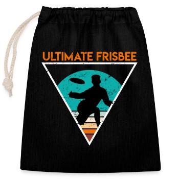 Retro Ultimate Frisbee - Closable cotton gift bag (25x30cm) - black - Front