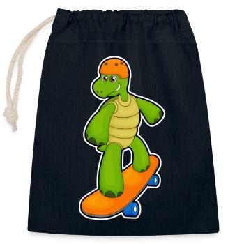 Turtle Skater Skateboard - Closable cotton gift bag (25x30cm) - navy - Front