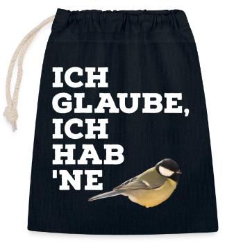 Meise - Verschließbarer Geschenkbeutel aus Baumwolle (25x30cm) - Navy - Vorne
