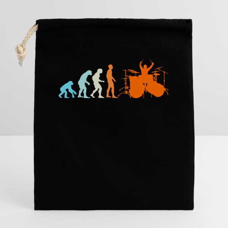 Drummer Drummer Evolution Monkey Human Closable cotton gift bag (25x30cm)