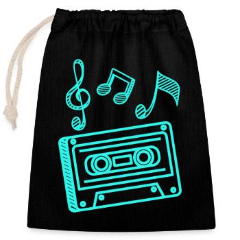 Music Cassette 90s Hip Hop Minimalist Cassette - Closable cotton gift bag (25x30cm) - black - Front