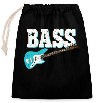 Basse Musicien Basse Guitare E-Rock Rock - Sac cadeau en coton avec cordon (25 x 30 cm) - noir - Devant