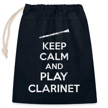 Clarinet Saying - Closable cotton gift bag (25x30cm) - navy - Front