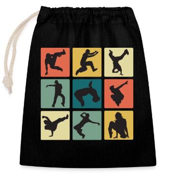 Vintage Breakdance Moves B-Boy Breakdancer - Verschließbarer Geschenkbeutel aus Baumwolle (25x30cm) - Schwarz - Vorne