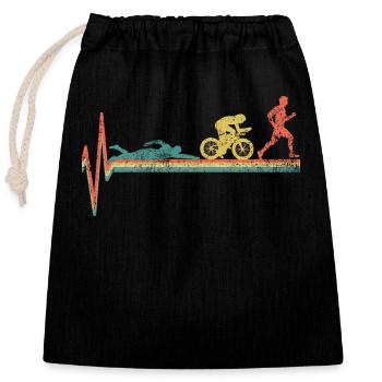 Triathlon Triathlet Vintage - Verschließbarer Geschenkbeutel aus Baumwolle (25x30cm) - Schwarz - Vorne