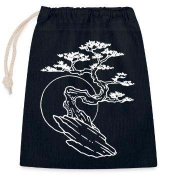 Bonsai Japan Baum - Verschließbarer Geschenkbeutel aus Baumwolle (25x30cm) - Navy - Vorne