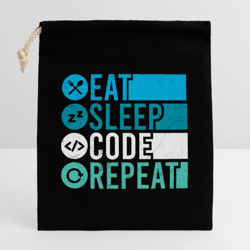 Eat Sleep Code Repeat Programmierer Software Verschließbarer Geschenkbeutel aus Baumwolle (25x30cm)