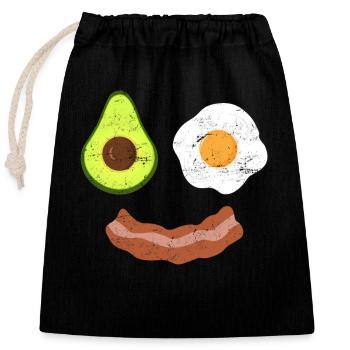 Brunch Breakfast Bacon Egg Avocado Fried Egg - Closable cotton gift bag (25x30cm) - black - Front
