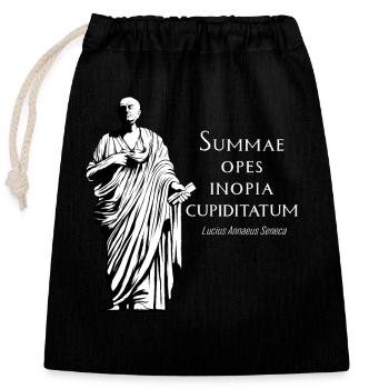 Latin - Summae Opes Inopia Cupiditatum - Sac cadeau en coton avec cordon (25 x 30 cm) - noir - Devant