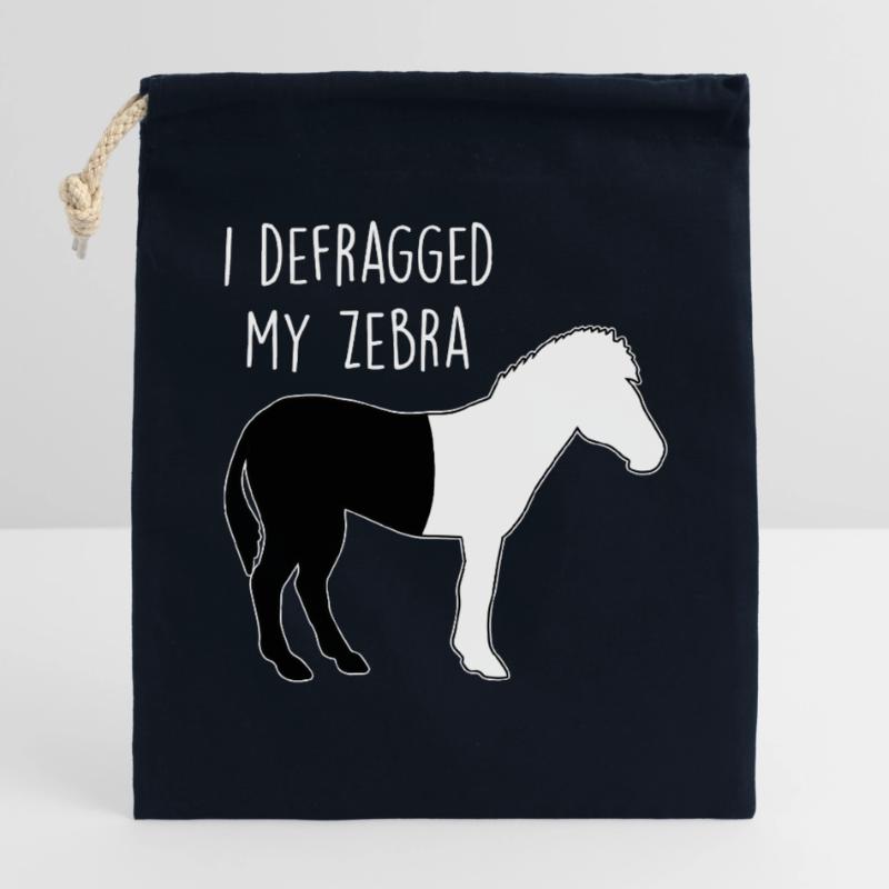 I defragged my Zebra Coder Computer Scientist Hacker Closable cotton gift bag (25x30cm)