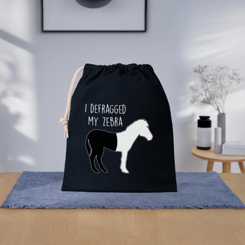 I defragged my Zebra Coder Computer Scientist Hacker Closable cotton gift bag (25x30cm)