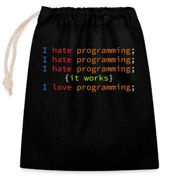 Code Debugging Witz hasse programmieren Coder - Verschließbarer Geschenkbeutel aus Baumwolle (25x30cm) - Schwarz - Vorne
