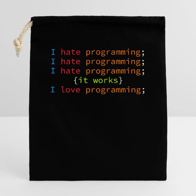 Code Debugging Joke Hate Programming Coder Closable cotton gift bag (25x30cm)