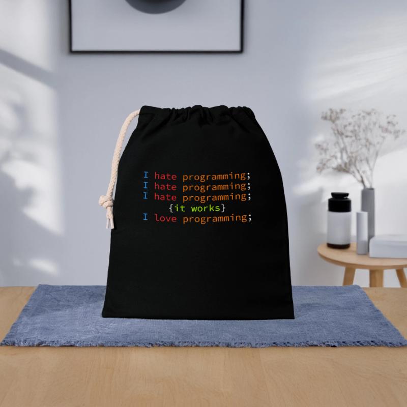 Code Debugging Joke Hate Programming Coder Closable cotton gift bag (25x30cm)