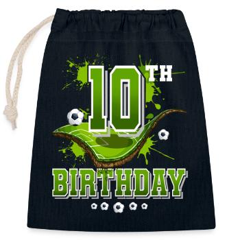 10th Birthday Football - Closable cotton gift bag (25x30cm) - navy - Front