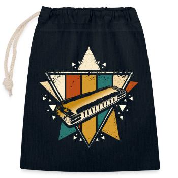 harmonica vintage - Sac cadeau en coton avec cordon (25 x 30 cm) - bleu marine - Devant