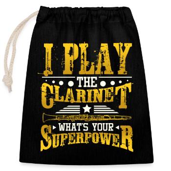 clarinet superpower - Closable cotton gift bag (25x30cm) - black - Front