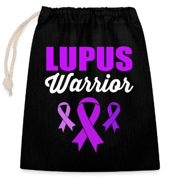 Lupus Awareness Ribbon Lupus Warrior - Closable cotton gift bag (25x30cm) - black - Front
