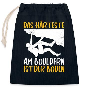 Boulder Spruch Härteste am Bouldern ist der Boden - Verschließbarer Geschenkbeutel aus Baumwolle (25x30cm) - Navy - Vorne