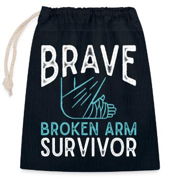 Fracture du bras fracture bras blessure - Sac cadeau en coton avec cordon (25 x 30 cm) - bleu marine - Devant