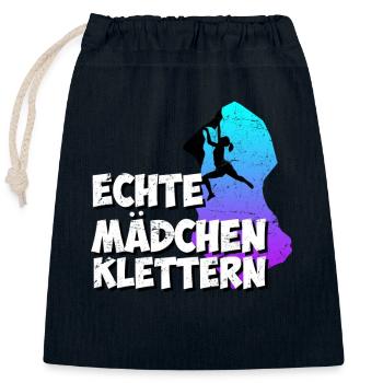 Echte Mädchen Klettern - Verschließbarer Geschenkbeutel aus Baumwolle (25x30cm) - Navy - Vorne
