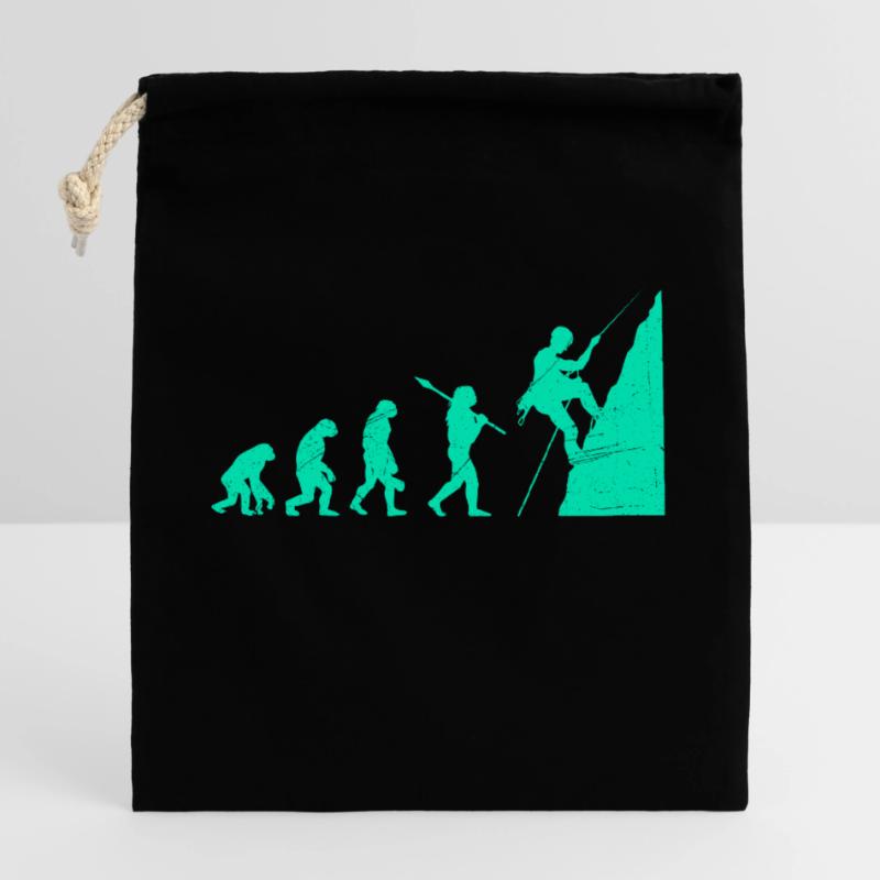 Climbing Evolution Monkey Boulderer Climber Climber Closable cotton gift bag (25x30cm)