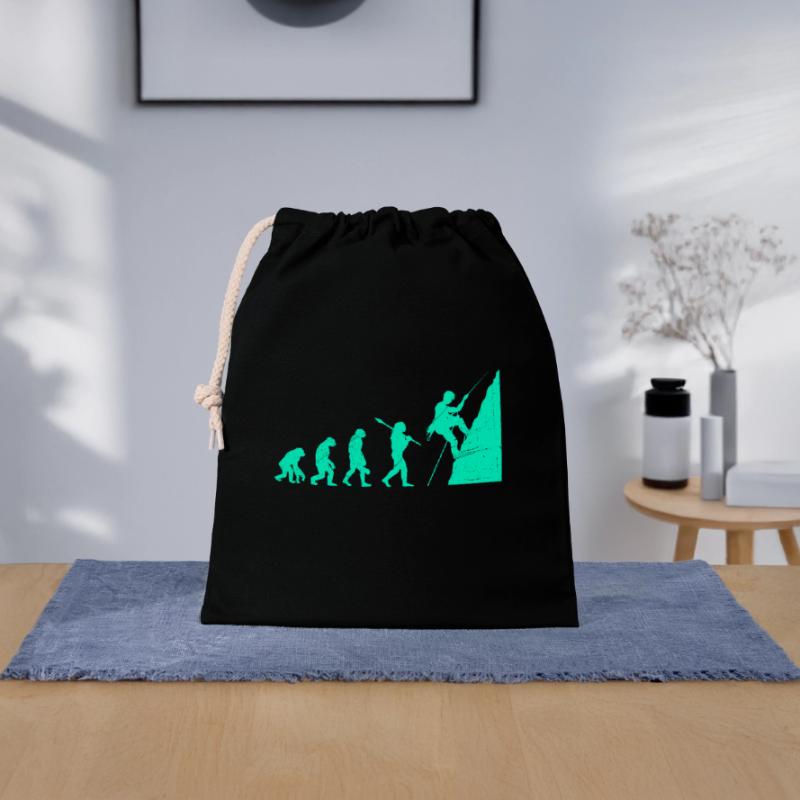 Kletter Evolution Affe Boulderer Kletterer Verschließbarer Geschenkbeutel aus Baumwolle (25x30cm)