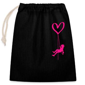 Climbing Heart Rock Climbing Free Climbing Vorstieg - Closable cotton gift bag (25x30cm) - black - Front
