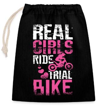 Girls ride trial bike - Closable cotton gift bag (25x30cm) - black - Front