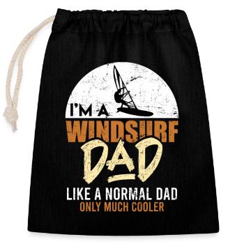 Windsurfer Papa Geschenk Windsurfing Dad Spruch - Verschließbarer Geschenkbeutel aus Baumwolle (25x30cm) - Schwarz - Vorne