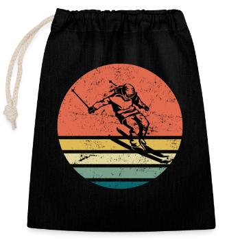 Ski holiday Skier Skier Ski - Closable cotton gift bag (25x30cm) - black - Front