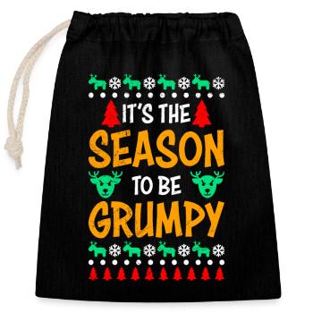 Christmas muffles Anti Christmas - Closable cotton gift bag (25x30cm) - black - Front