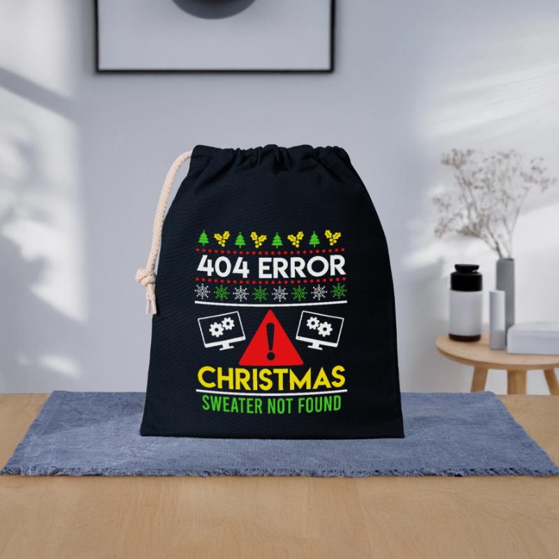 404 Error Ugly Chritsmas Coder Programmer Code Closable cotton gift bag (25x30cm)