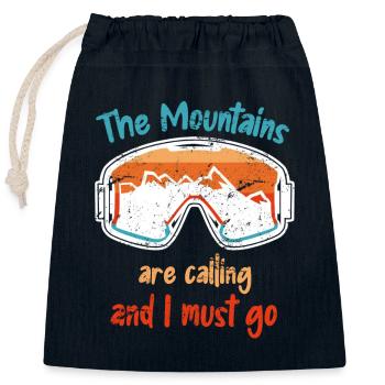 Les montagnes appellent les skieurs vacances de ski - Sac cadeau en coton avec cordon (25 x 30 cm) - bleu marine - Devant