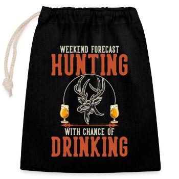 Drôle de chasse Citation Week-end Prévisions Chasse - Sac cadeau en coton avec cordon (25 x 30 cm) - noir - Devant