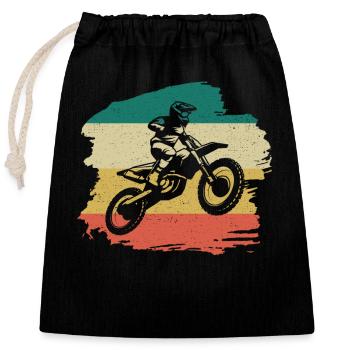 Motorcross Retro Geschenk - Verschließbarer Geschenkbeutel aus Baumwolle (25x30cm) - Schwarz - Vorne