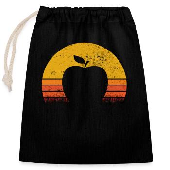 Apfel Gesund Frucht Obst Vegan Retro Geschenk - Verschließbarer Geschenkbeutel aus Baumwolle (25x30cm) - Schwarz - Vorne
