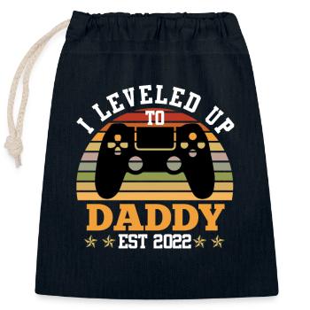 Werdender Papa 2022 Leveled up in 2022 Vater - Verschließbarer Geschenkbeutel aus Baumwolle (25x30cm) - Navy - Vorne