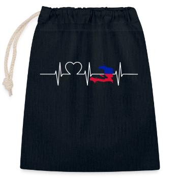 Haiti Heartbeat Flag Vintage Retro Haiti - Closable cotton gift bag (25x30cm) - navy - Front