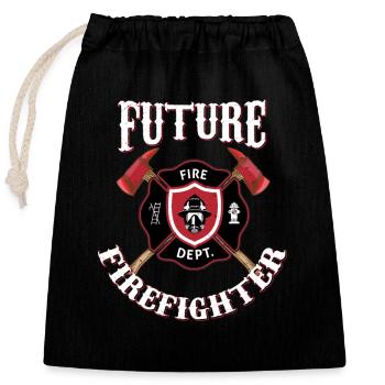 Future Firefighter Feuerwehrmann Feuerwehr Feuer - Verschließbarer Geschenkbeutel aus Baumwolle (25x30cm) - Schwarz - Vorne