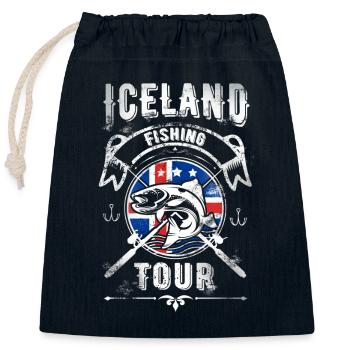 Excursion de pêche en Islande - Sac cadeau en coton avec cordon (25 x 30 cm) - bleu marine - Devant