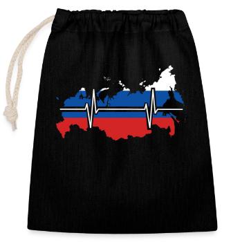Russia Heartbeat Flag Vintage Russia - Closable cotton gift bag (25x30cm) - black - Front