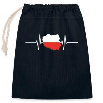 Pologne Battements de coeur Drapeau Vintage Pologne - Sac cadeau en coton avec cordon (25 x 30 cm) - bleu marine - Devant