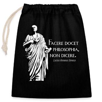 Latin - Facere docet philosophia non dicere - Sac cadeau en coton avec cordon (25 x 30 cm) - noir - Devant