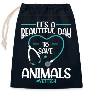 veterinarian veterinary medicine animals medicine veterinary practice - Closable cotton gift bag (25x30cm) - navy - Front