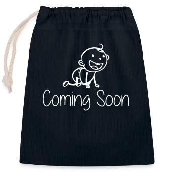 Coming Soon Expectant Mom Pregnancy Baby - Closable cotton gift bag (25x30cm) - navy - Front