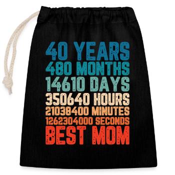 40 Jahre Beste Mama Mutter Monate Spruch Geschenk - Verschließbarer Geschenkbeutel aus Baumwolle (25x30cm) - Schwarz - Vorne