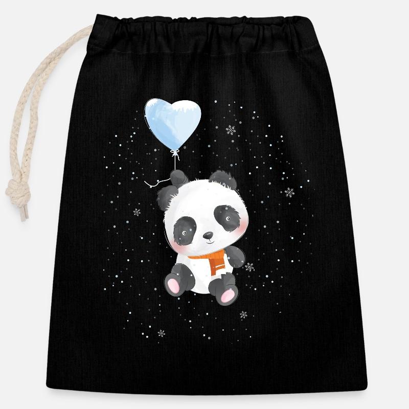 Polar Panda - Closable cotton gift bag (25x30cm) - black