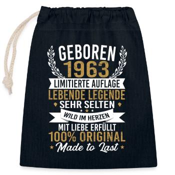 Geboren 1963 - Verschließbarer Geschenkbeutel aus Baumwolle (25x30cm) - Navy - Vorne